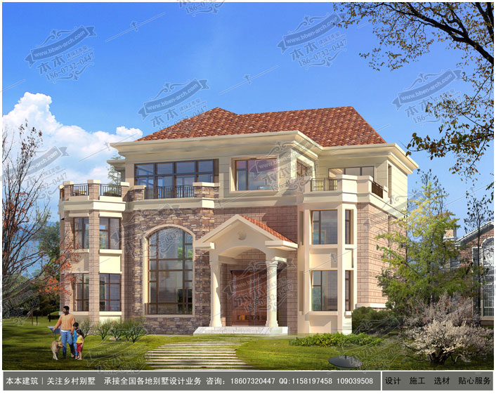 鄉(xiāng)村自建三層帶露臺_獨立車庫小別墅設(shè)計