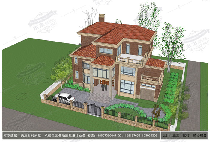 鄉(xiāng)村自建三層帶露臺(tái)帶車庫(kù)別墅設(shè)計(jì)