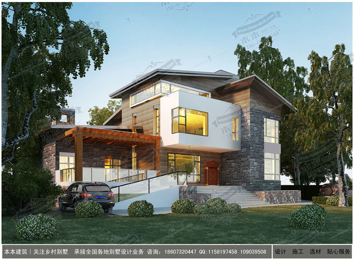 二層帶雜物新中式鄉(xiāng)村自建別墅設(shè)計(jì)