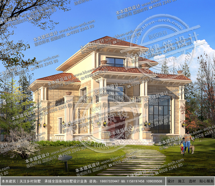 農(nóng)村自建三層帶堂屋歐式別墅