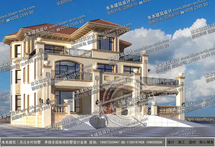 湖南三層歐式農村別墅設計_自建民居